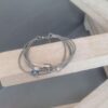 Bracelet femme 5 cuirs fins gris