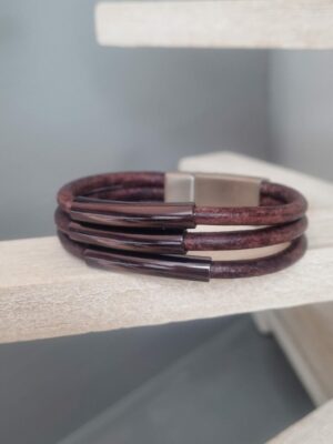 Bracelet homme cuir rond marron