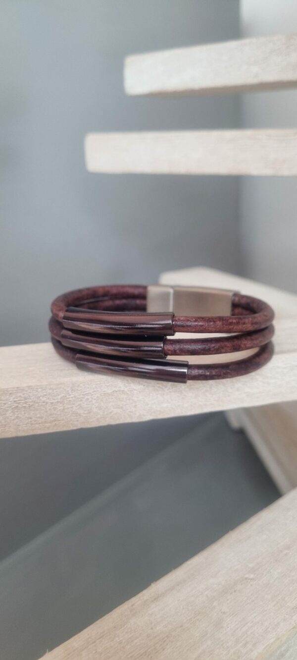 Bracelet homme cuir rond marron