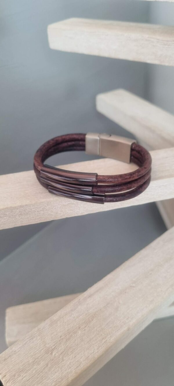 Bracelet homme cuir rond marron