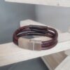 Bracelet homme cuir rond marron