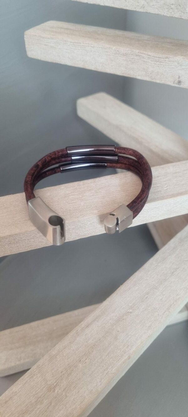 Bracelet homme cuir rond marron