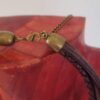 Collier unisexe, trois cuirs ronds marron