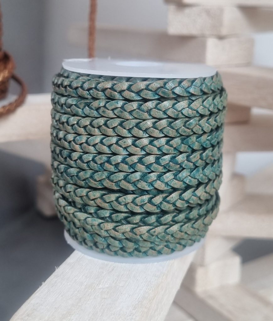 Bague homme en cuir tressé 5mm (coloris au choix) coulissant et passant rond
