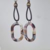 Boucle d'oreille cuir marron et ovale creux acétate tons marrons