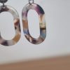 Boucle d'oreille cuir marron et ovale creux acétate tons marrons