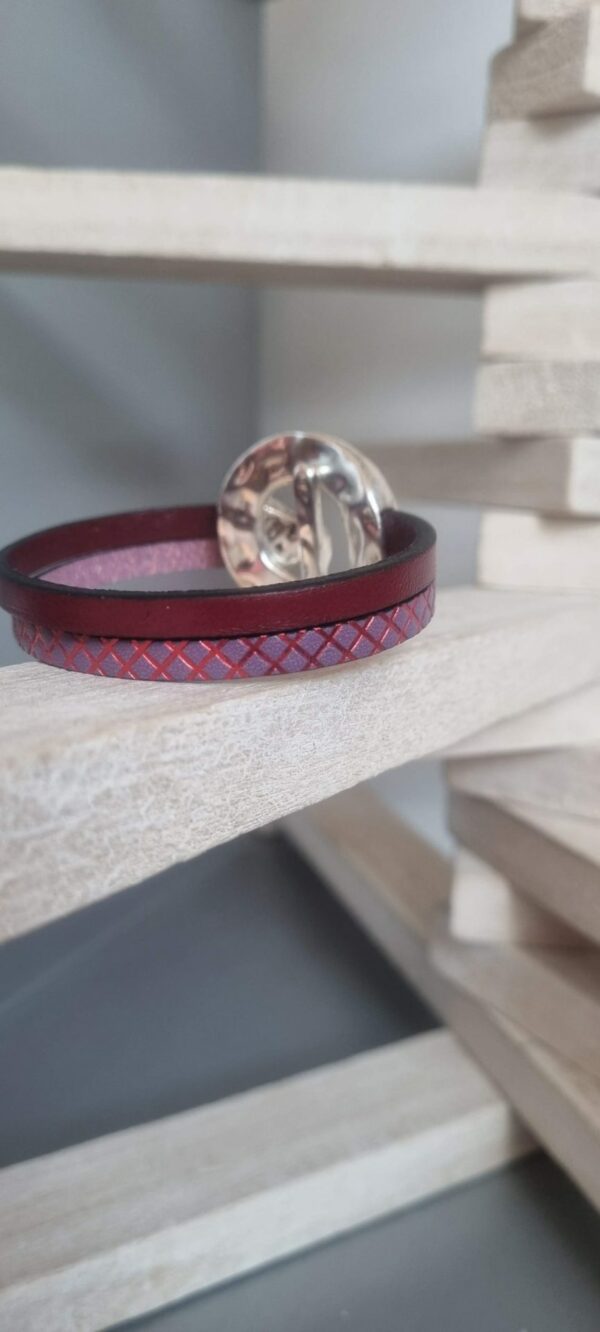 Bracelet femme fuchsia et bordeaux