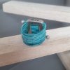 Bague cuir rond turquoise et passant 20mm argenté