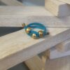 Bague femme en cuir 2mm turquoise et perles bronzes