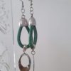 Boucles d'oreilles cuir rond vert et son pendentif ovale