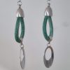 Boucles d'oreilles cuir rond vert et son pendentif ovale