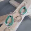 Boucles d'oreilles cuir rond vert et son pendentif ovale