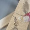 Boucles d'oreilles estampe rhodié et demi lune en acétate