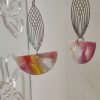 Boucles d'oreilles estampe rhodié et demi lune en acétate