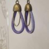 Boucles d'oreille cuir rond mauve