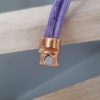 Bracelet femme en cuir rond mauve et perles en cuivre