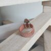 Bague cuir 10mm saumon rayé et passant ovale