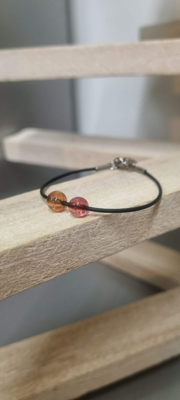 Bracelet enfant, ado en cuir rond et perles en verre