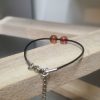 Bracelet enfant, ado en cuir rond et perles en verre