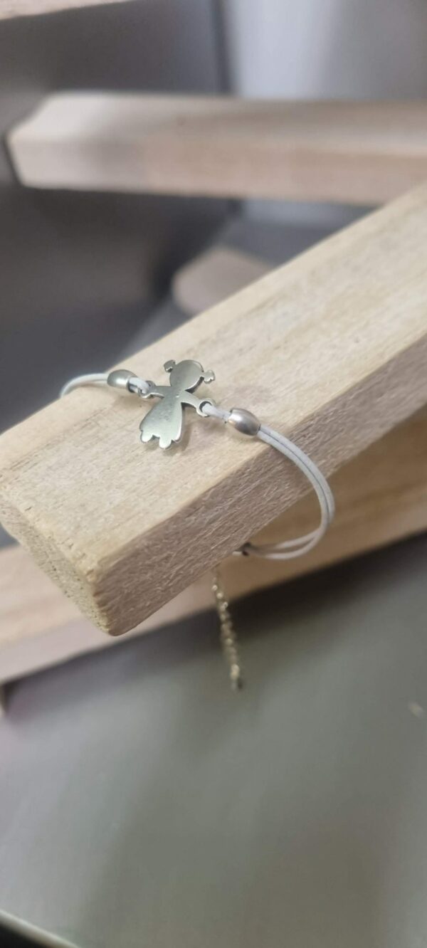 21CO83 - 17€ Bracelet enfant en cuir blanc et fillette argentée