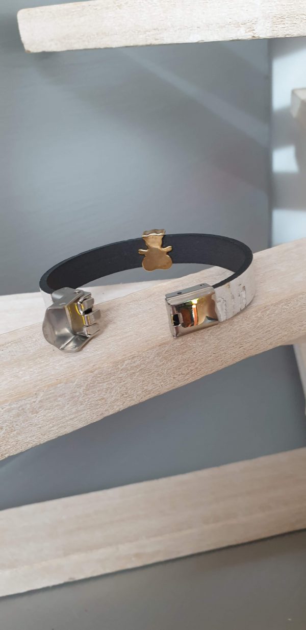 Bracelet enfant en liège et ours doré clair