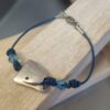 Bracelet enfant en cuir rond bleu et son dauphin