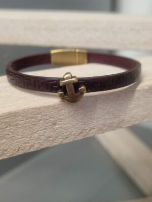 Bracelet enfant bordeaux et ancre marine