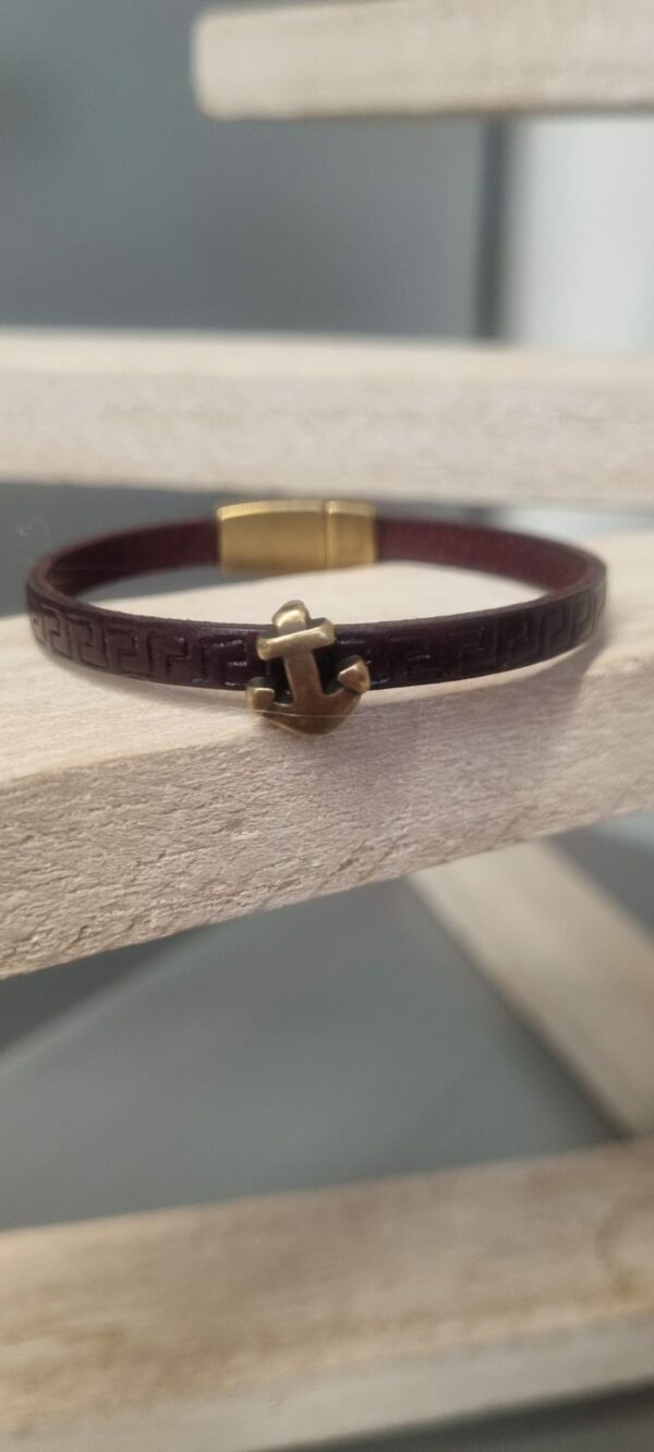 Bracelet enfant bordeaux et ancre marine