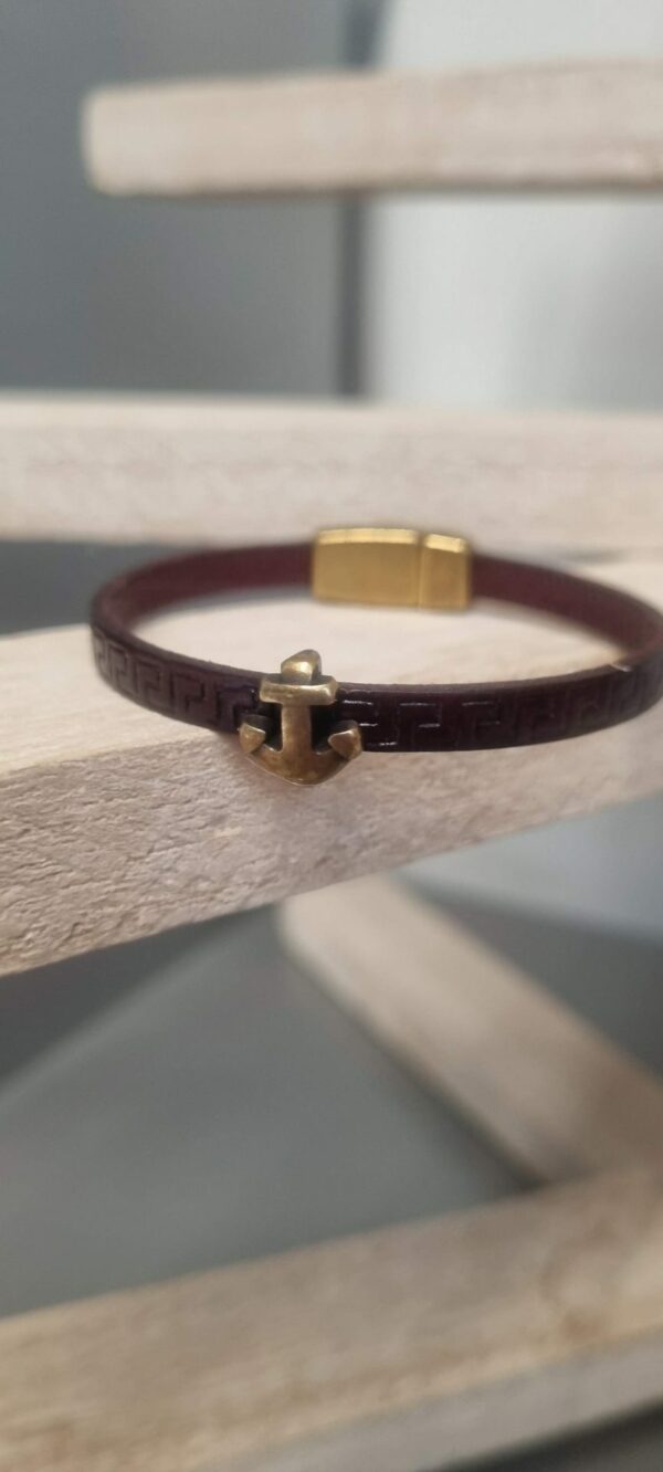 Bracelet enfant bordeaux et ancre marine