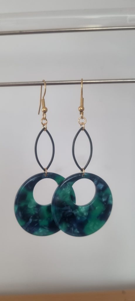 Boucles d'oreilles femme et pendentif acétate vert