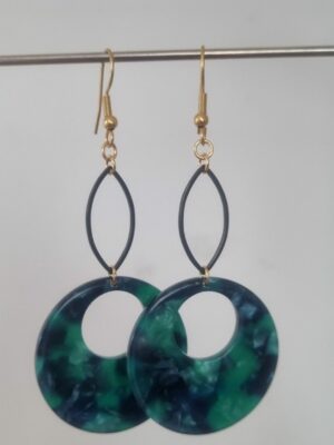 Boucles d'oreilles femme et pendentif acétate vert