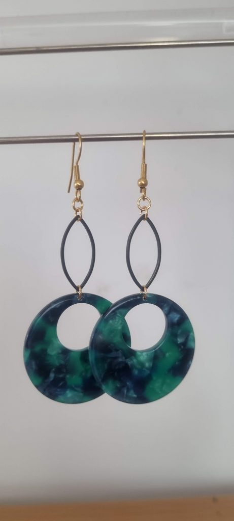 Boucles d'oreilles femme et pendentif acétate vert