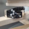Bracelet femme en cuir rond noir et ses 10 perles en aluminium