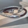 Bracelet homme cuir rond tressé deux couleurs