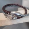 Bracelet homme cuir rond tressé deux couleurs