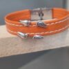 Bracelet enfant, ado en cuir orange et ses oiseaux