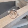 Bague cuir tressé argenté et passant ovale martelé argenté