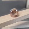 Bague cuir 10mm saumon argenté et passant martelé argent