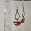 Boucles d'oreilles cuir rond gris et pendentif demi lune en acétate