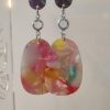 Boucles d'oreilles connecteur en verre et pendentif acétate