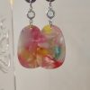 Boucles d'oreilles connecteur en verre et pendentif acétate