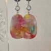 Boucles d'oreilles connecteur en verre et pendentif acétate