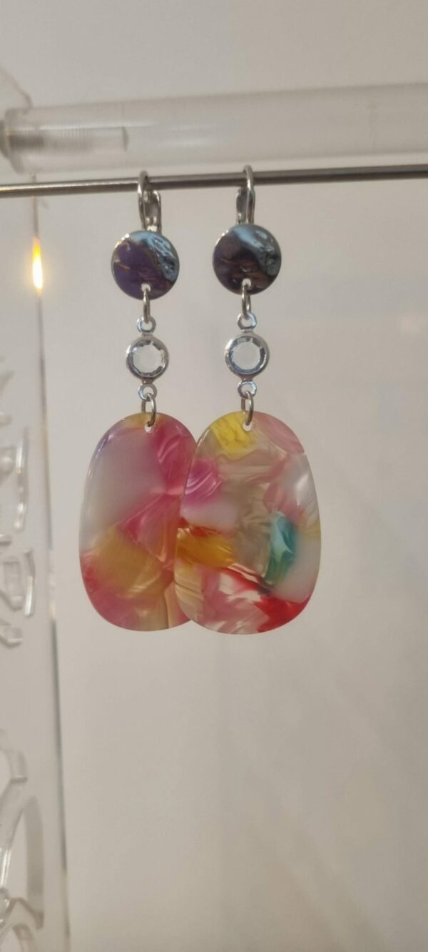 2BO29 Boucles d'oreilles connecteur en verre et pendentif acétate
