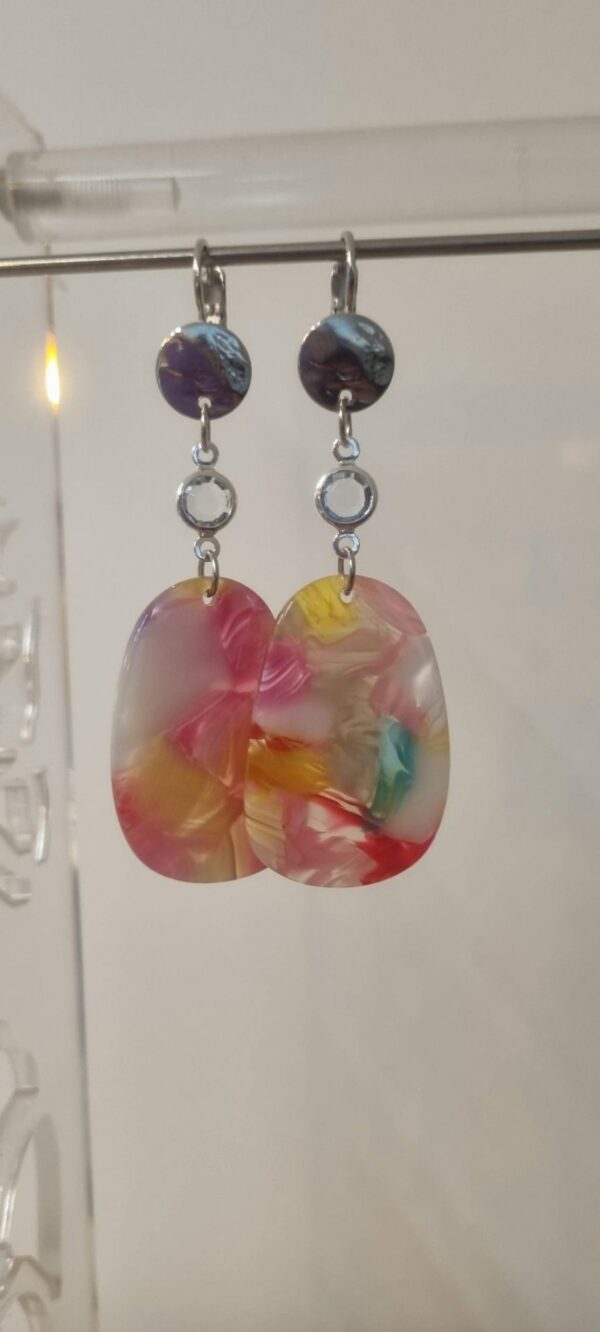 Boucles d'oreilles connecteur en verre et pendentif acétate