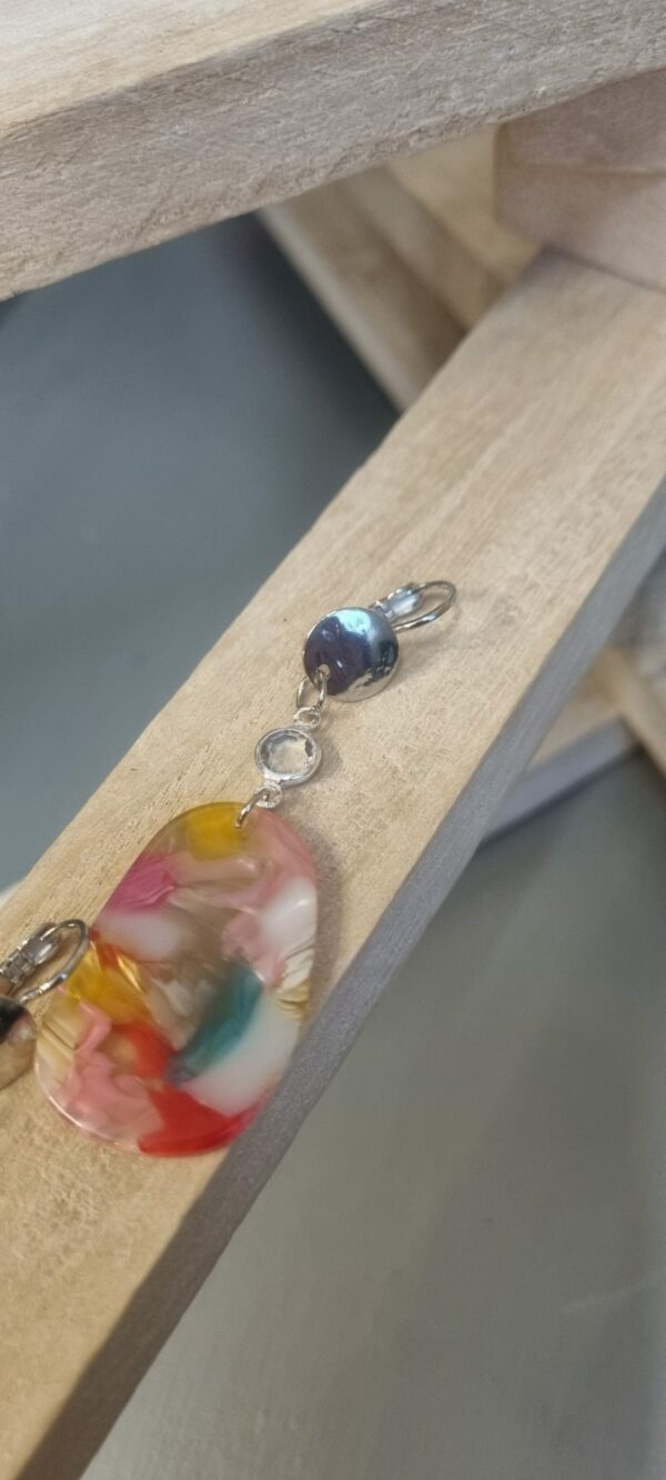 2BO29B Boucles d'oreilles connecteur en verre et pendentif acétate