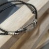 Bracelet homme double tour cuir rond tressé marron