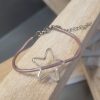 Bracelet enfant ado en cuir rond vieux rose et son étoile argentée