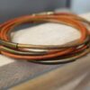 Bracelet femme double tour cuir rond orange et bronze