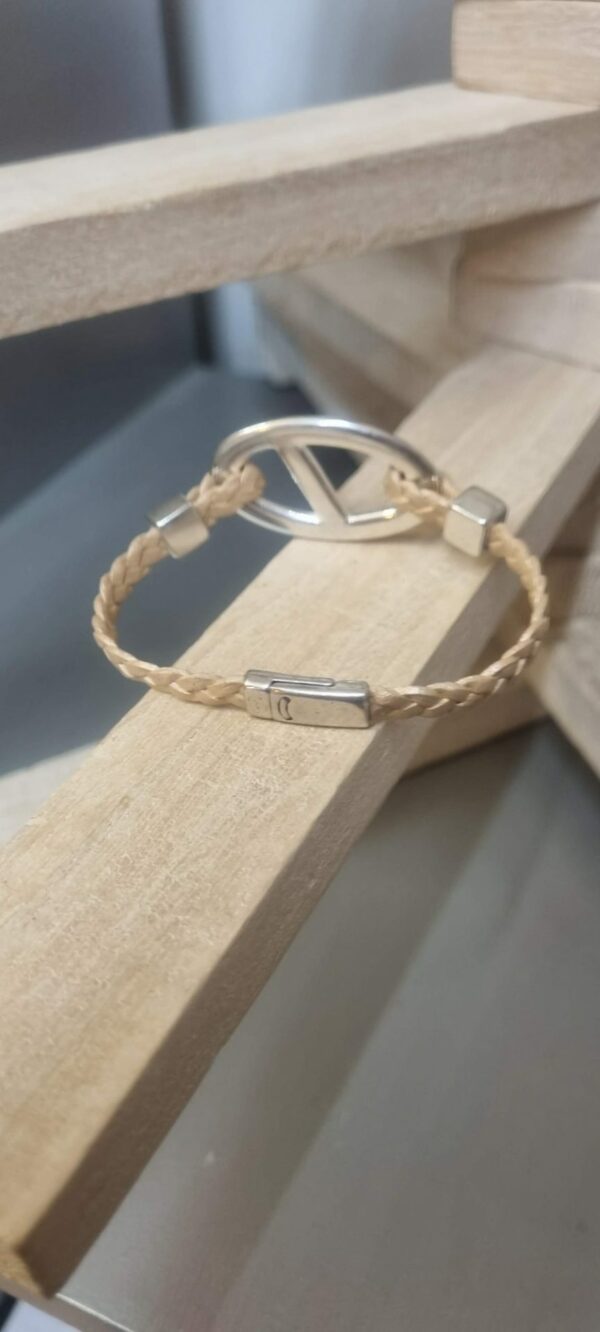 2CUI50A Bracelet femme cuir tressé doré et passant argenté