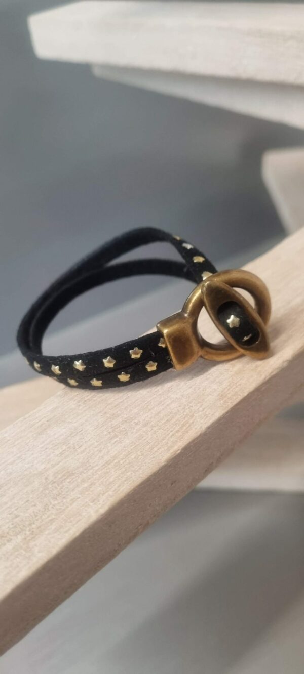 Bracelet femme en suédine noir étoilée